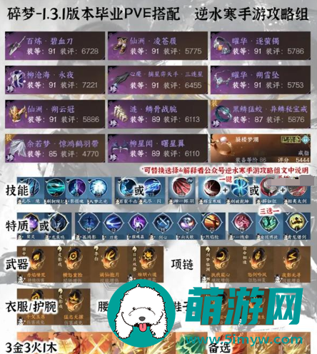 《逆水寒手游》1.3.1全职业PVE毕业配装分享